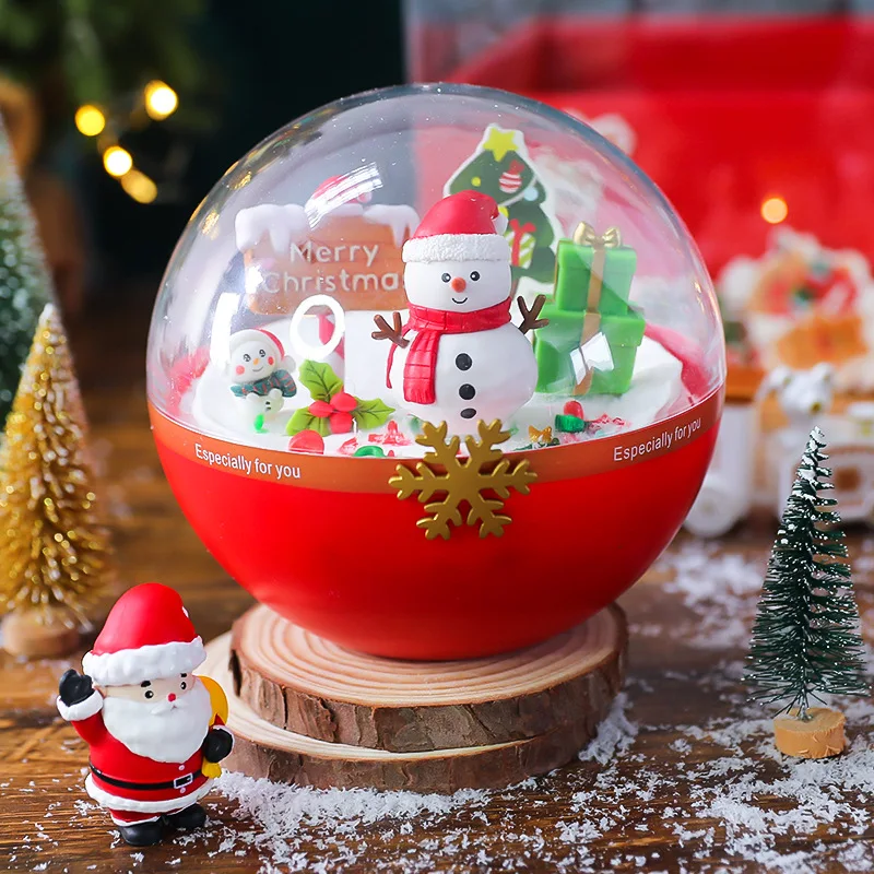 

Merry Christmas Plastic Hug Bucket Snowman Santa Claus Decoration Double-layer Gift Box Street Sign Cake Topper Baking Supplies