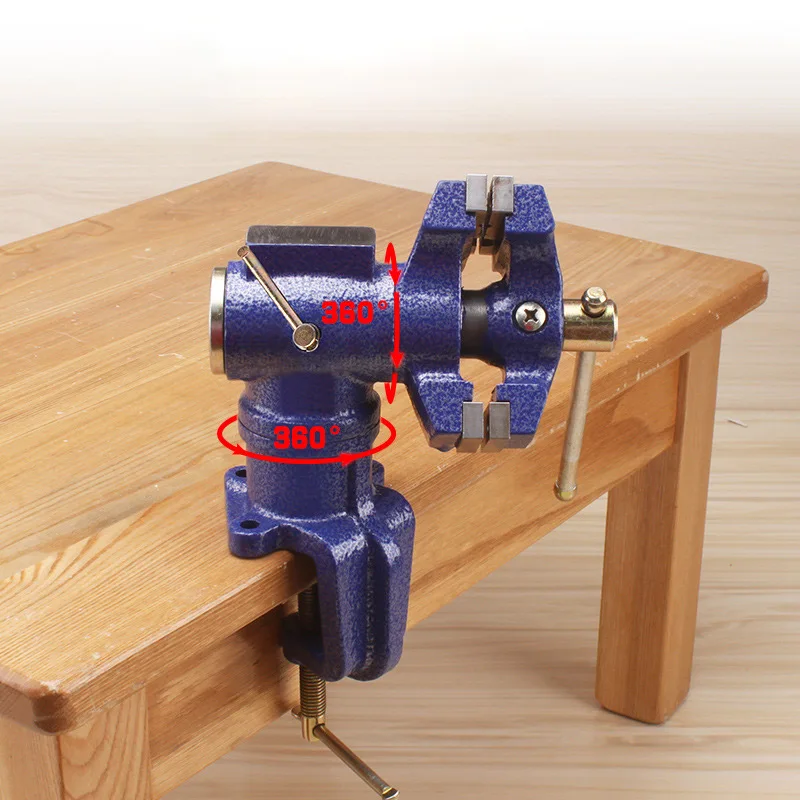 Double Jaw Bench Vise Multifunctional Vise Sub-clamp 360 Degrees Rotating Table DIY Heavy Table Vice Heavy Duty Metal