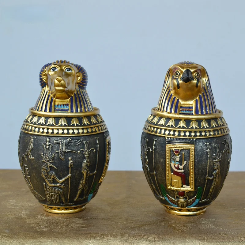 Ancient Egypt Cat God Canopic Jar Storage Figurines Pharaoh Saint Resin Art&Craft Home Decoration