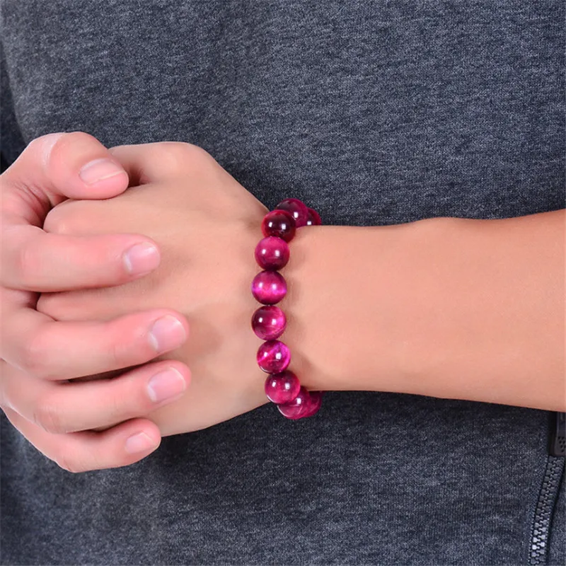 Minimalist Natural Stone Bead Rose Red Tiger Eye Bracelet Beaded Men Buddha Braclet For Woman Yoga Handmade Jewelry Homme Bijoux