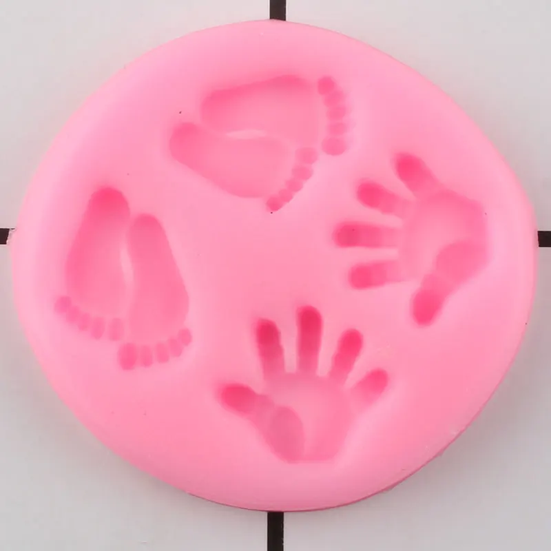 DIY Baby Foot Hand Silicone Mold Baby Birthday Cupcake Topper Fondant Cake Decorating Tools Candy Candy Chocolate Gumpaste Mould