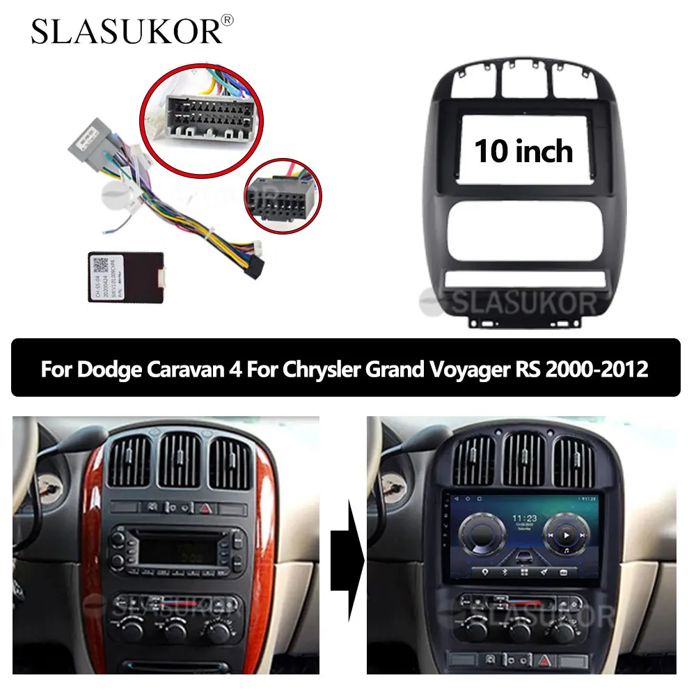 Car Stereo 10 Inch Screen Fascia Frame Adapter For Chrysler Grand Voyager touring 2000+ 2Din Dash Audio Fitting Panel Frame Kit