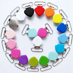 Multi Colors 16pcs 25MM Metal Heart Pacifier Clips Suspender Clips Soother Holder For Baby Pacifier Chain Free Shipping