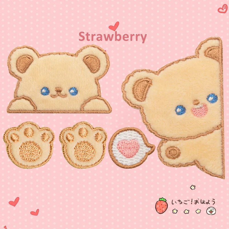 Cute Cartoon Bear Patch Iron On Patches Embroidery Naszywki Na Ubrania Toppe Vestiti Parches Bordados Pegatinas Ropa Plancha