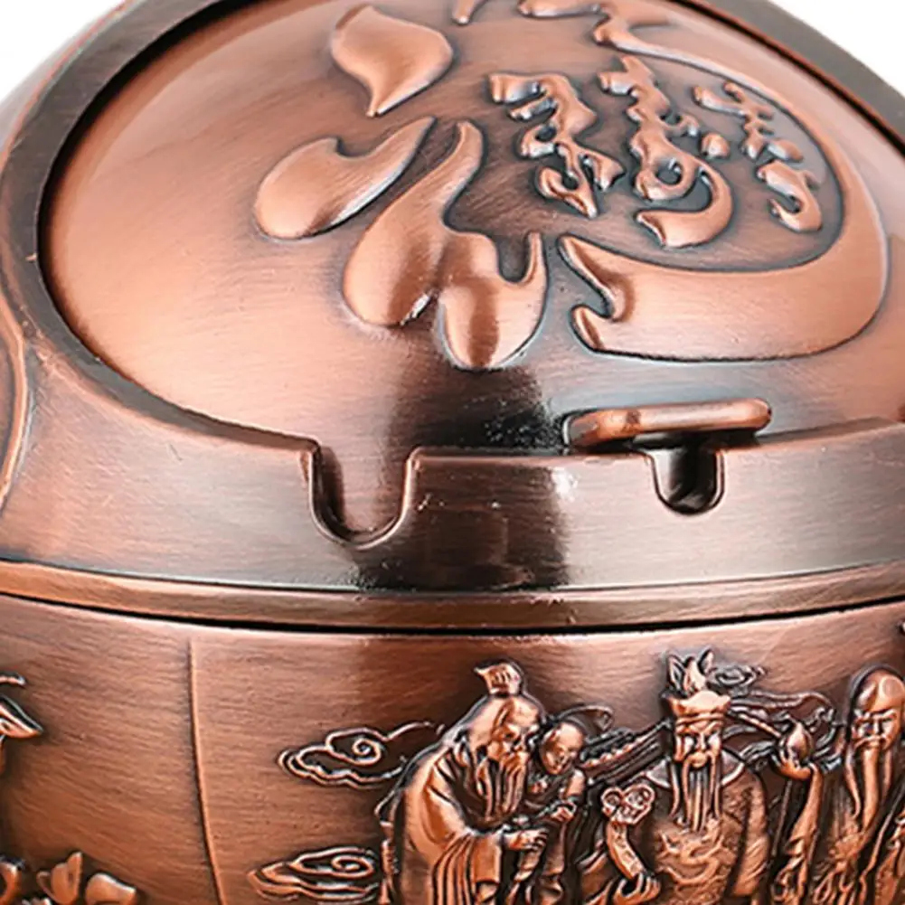 Cow Pattern Ash Tray with Lid Alloy Fancy Gift Smoking Ashtray for Home
