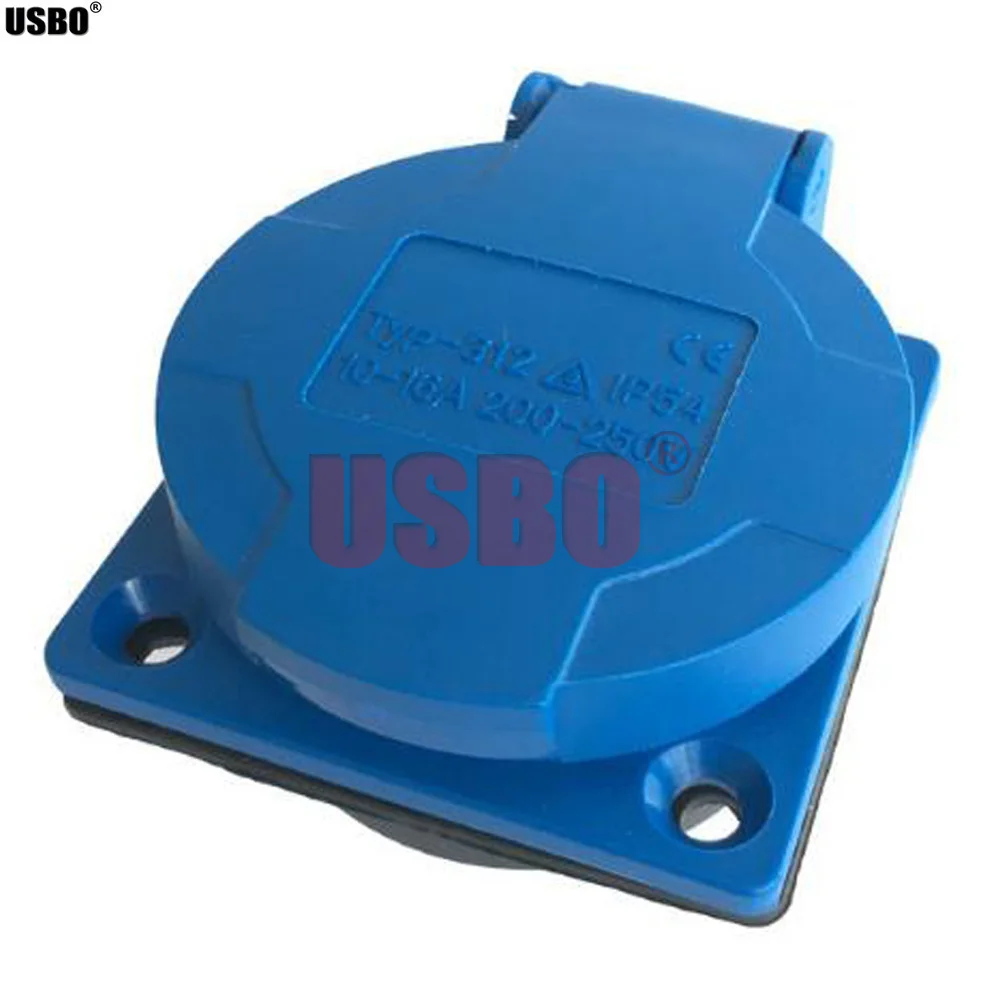 Blue IP54 round cover outdoor waterproof socket universal AC Power Socket Dustproof Waterproof Multifunction Industrial outlet