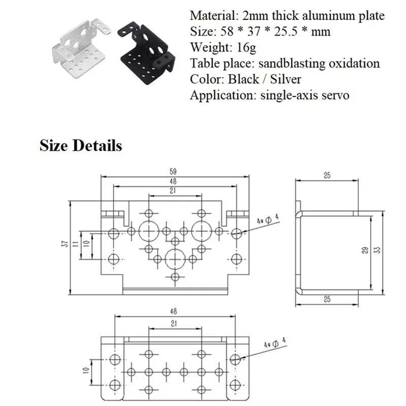 2 DOF Độ Dốc Xoay Ngang Và Đứng Các Servo Cảm Ứng Bộ Tiêu Chuẩn Servo Chưa Lắp Ráp Yuntai DIY Bộ Cánh Tay Robot servo Kim Loại