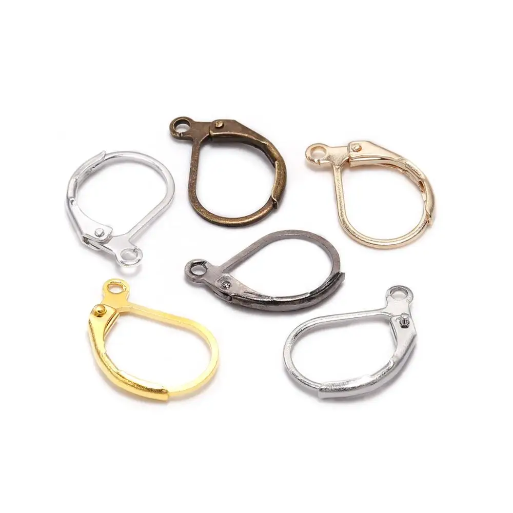 20pcs/lot 15*10mm  Gold French Lever Earring Hooks Wire Settings Base Hoops Earrings For DIY Jewelry Making Supplies