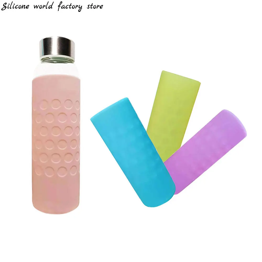 High 16cm Silicone Cup Sleeve 6CM Straight Milk Bottle Sleeve Water Bottle Cover Cup Holder Wear Resistant Cup Bottom Cover