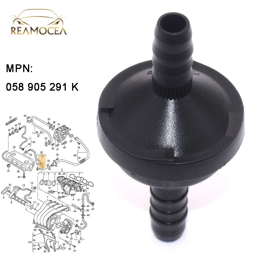 

Reamocea 058905291K Car Vacuum Check Valve Air Pump 55568437 07C133529A For VW EOS Golf Jetta Passat Touran A4 A6 A3 S8 TT Seat