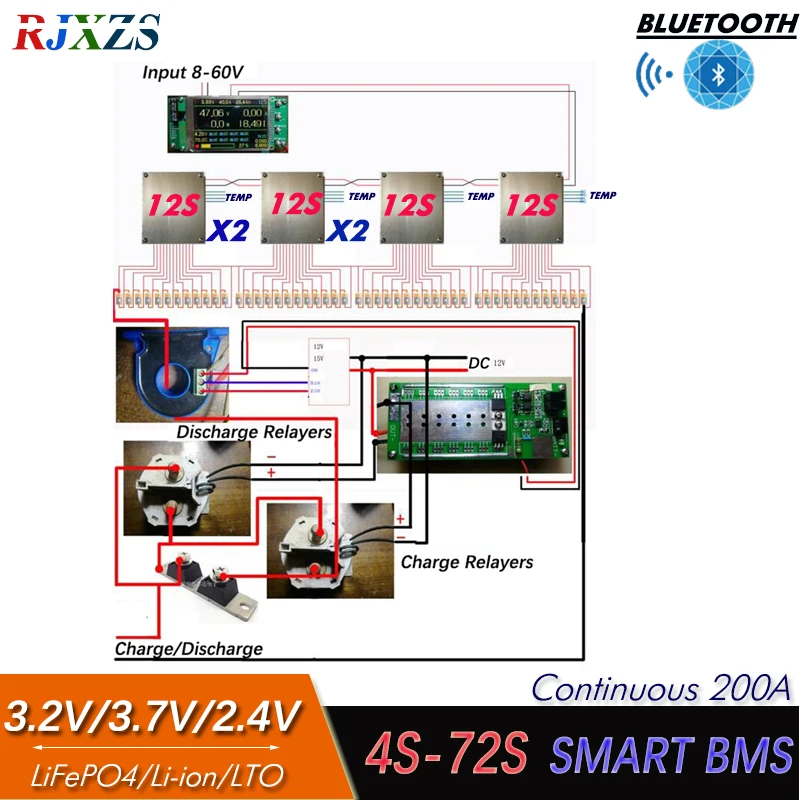 

Умный BMS с реле с ЖК-дисплеем для LTO /LiFePO4/li-ion нескольких аккумуляторов