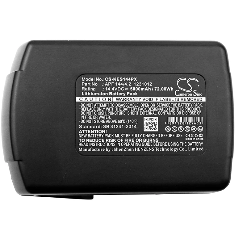 Cameron Sino Battery for Kress 1231012 APF 144/4.2 fits Kress 144 AFB Power Tools Replacement battery Li-ion 14.40V 5000mAh/72Wh