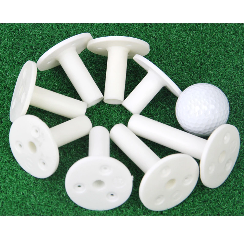 10Pcs Professional Rubber Golf Tees Driving Range Tee Ball Holder for Indoor Outdoor Practice Mat White