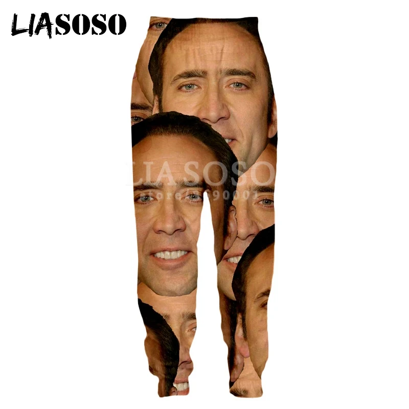 LIASOSO joseph Cage Crazy Funny fissa il tuo viso pantaloni della tuta stampa 3D uomo donna pantaloni della tuta da Jogging divertenti pantaloni