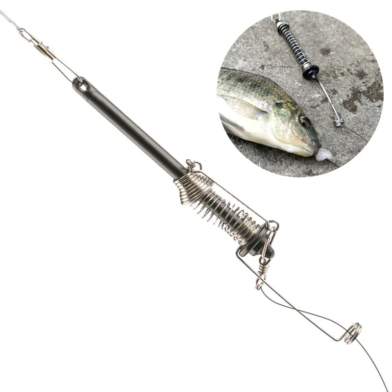 stainless steel Automatic Fishing Hook Spring Ejection Fishhook Fishing Device All The Water Fish Fast Catch Tool Set