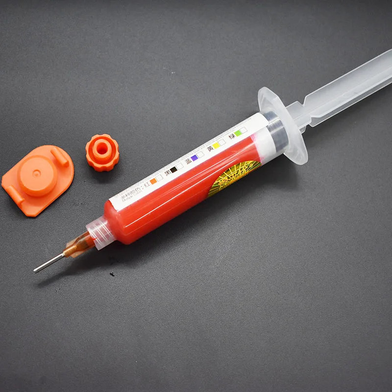 10ML Red UV Solder Mask  1 Needle & Push PCB BGA PAINT PREVENT CORROSIVE ARCING Soldering Paste Flux Cream Welding Fluxes Oil