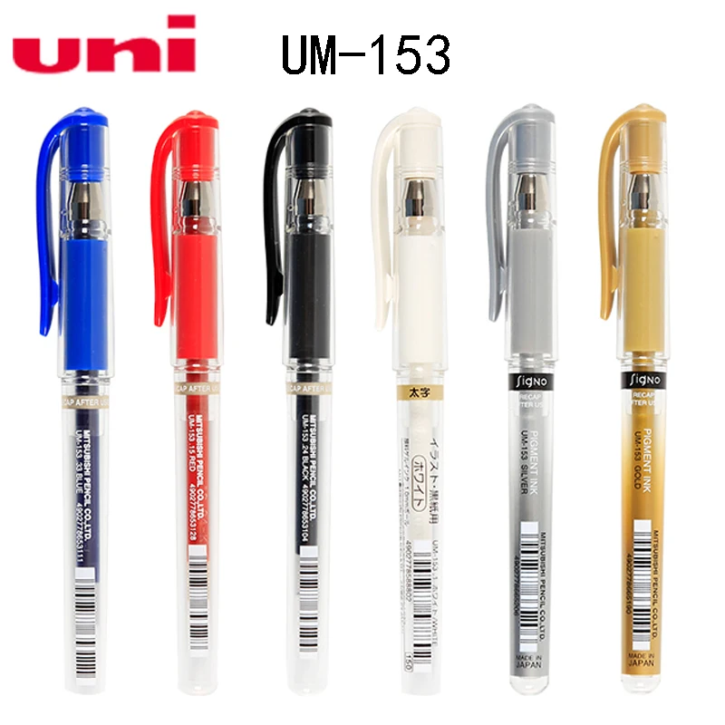 

10pcs/lot Uni Gel Pen UM-153 Gold Silver White Paint Pen Wedding Conference Hand-painted Signature Pen 1mm