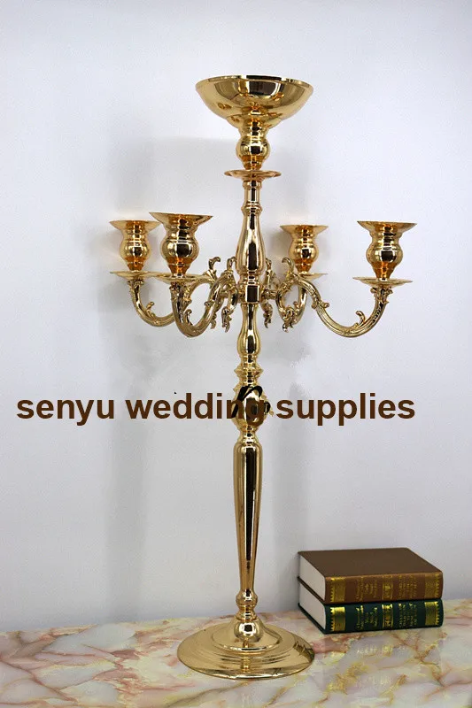 

12pcs )80cm tall )5 arm Candelabra for Wedding Centerpieces , Nickel Plated Candelabra ,Silver Candelabra