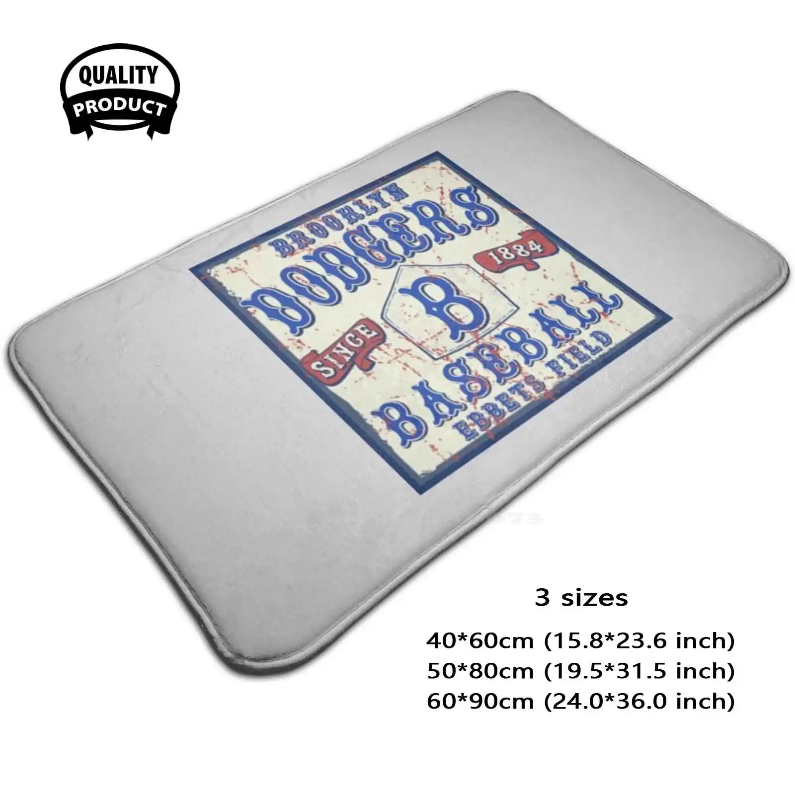 Defunct - Brooklyn Baseball Soft Cushion Home Carpet Door Mat Car Rug Baseball Club 1884 Ebbets Field Brooklyn New York