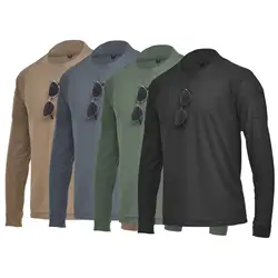 Men Casual Long Sleeve O Neck Sweat Absorbent Pockets Pullover stretch sweat absorbent military fan training T shirt