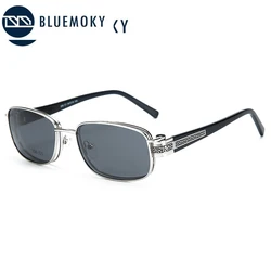 BLUEMOKY Vintage Steampunk Clip On Sunglasses Women Men Fashion Square Removable Flip Lens UV400 Polarized Driving Sun Glasses
