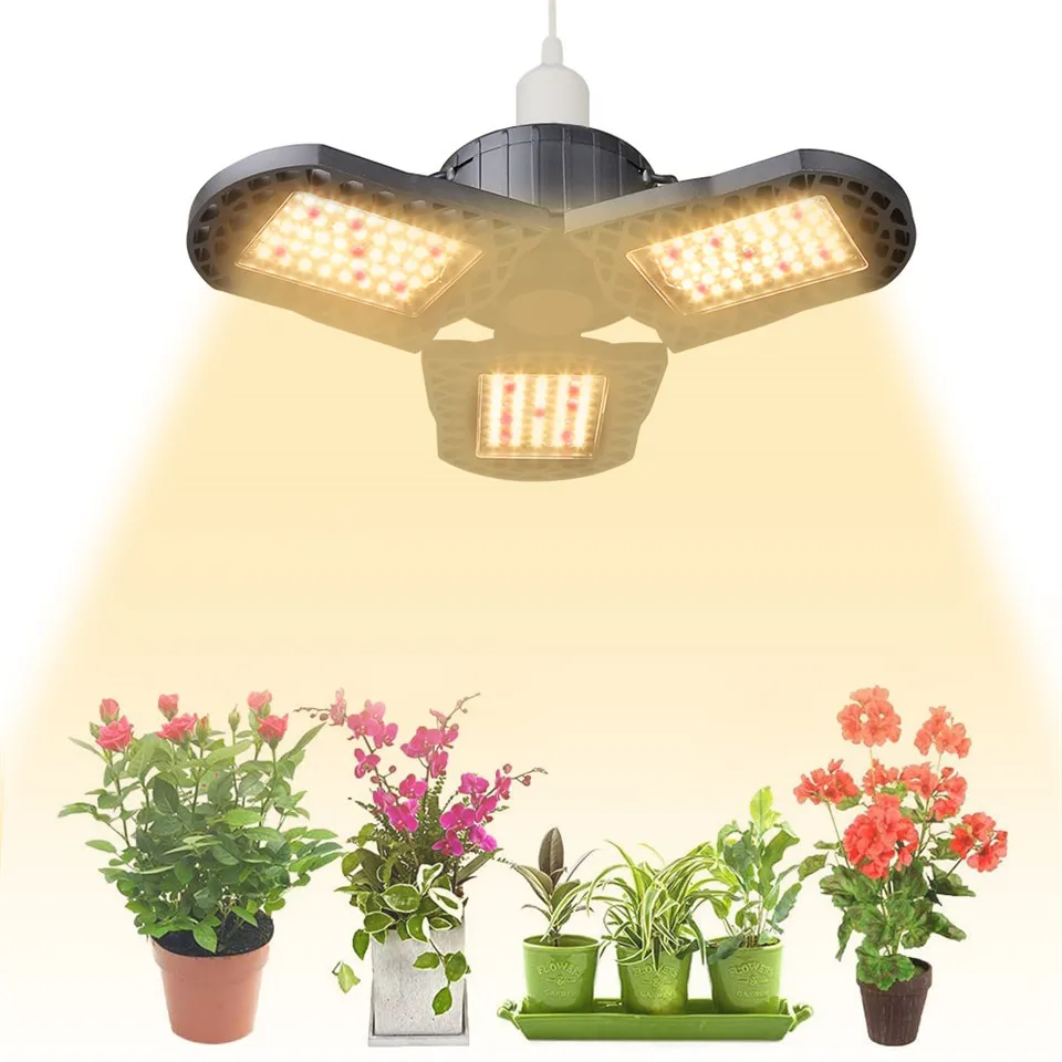 COB LED Grow Light UFO Plant Lights Deformable 144LED 300W Full Spectrum E26 E27 For Indoor Plants Greenhouse Veg Flowering