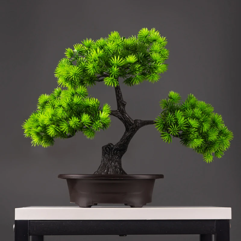 27 cm künstliche Kiefernpflanzen, Bonsai, gefälschter Baum, Ornamente, Kunststoffpflanzen, Landschaftssimulationsbaum für Zuhause, Zimmer, Desktop-Dekoration