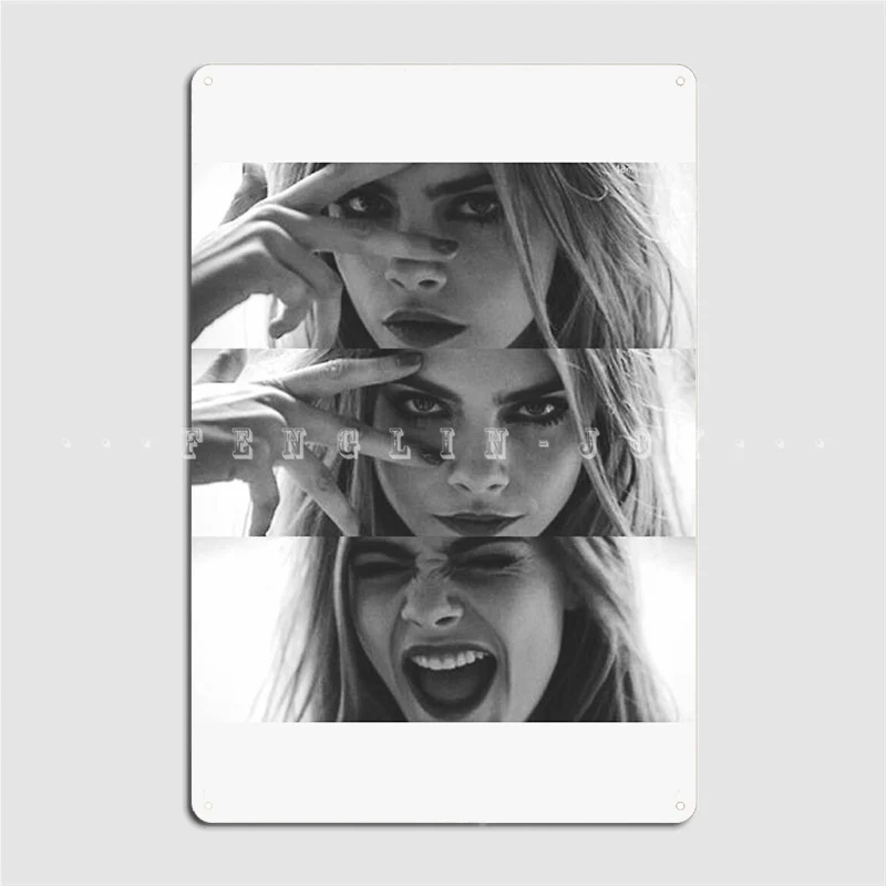 

Cara Delevingne Poster Metal Plaque Wall Decor Garage Club Funny Cinema Garage Tin Sign Poster