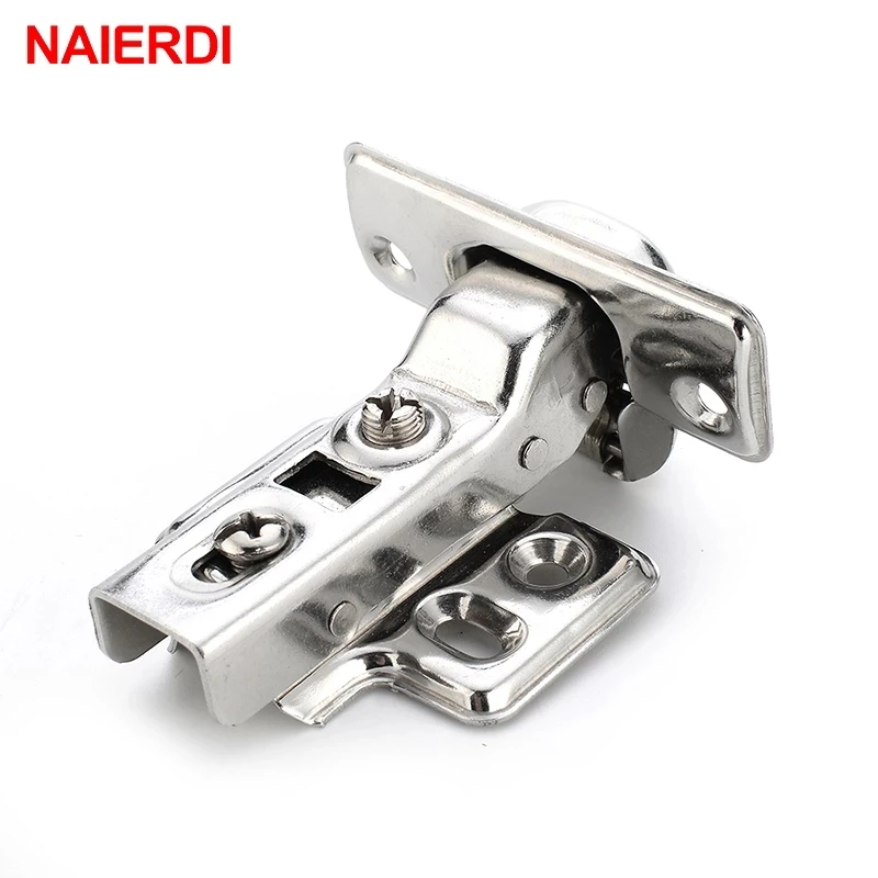 4PCS NAIERDI C Serie Hinge Stainless Steel Door Hydraulic Hinges Damper Buffer Soft Close For Cabinet Kitchen Furniture Hardware
