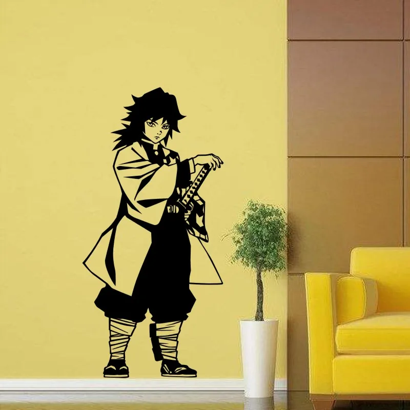 Demon Slayer Wall Decal Kimetsu no Yaiba Vinyl Tomioka Giyuu Wall Stickers Decal Decor Home Decoration Anime Car Sticker