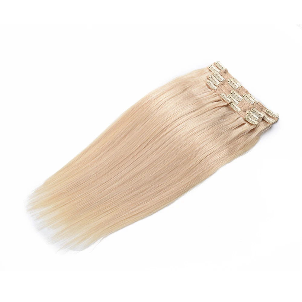 Toysww مشبك شعر بشري في تمديد 100 جرام 120 جرام وصلة شعر روسية مشبك شعر بشري كامل الرأس شعر ريمي اللون # 613 #2