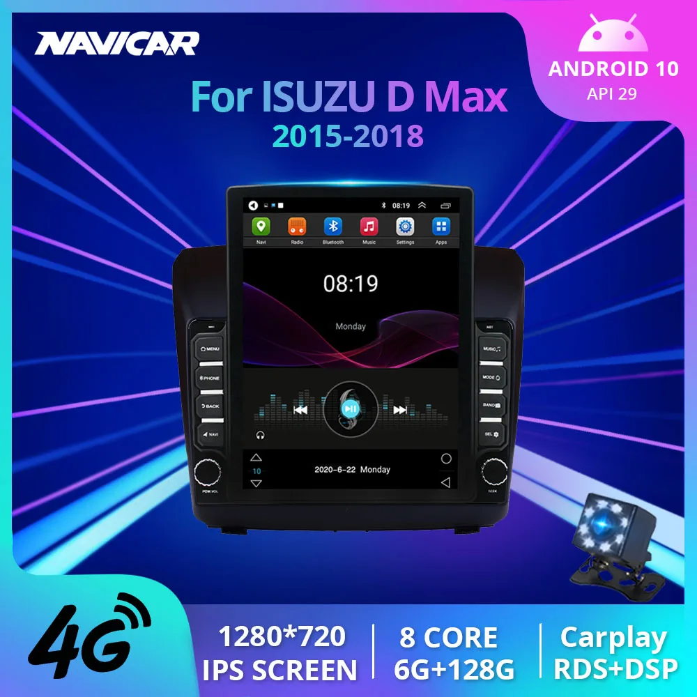 2 Din Android10.0 Car Radio For ISUZU D Max 2015 2016 2017 2018 GPS Navigation Radio Automotive 2din Stereo Receiver Carplay DSP