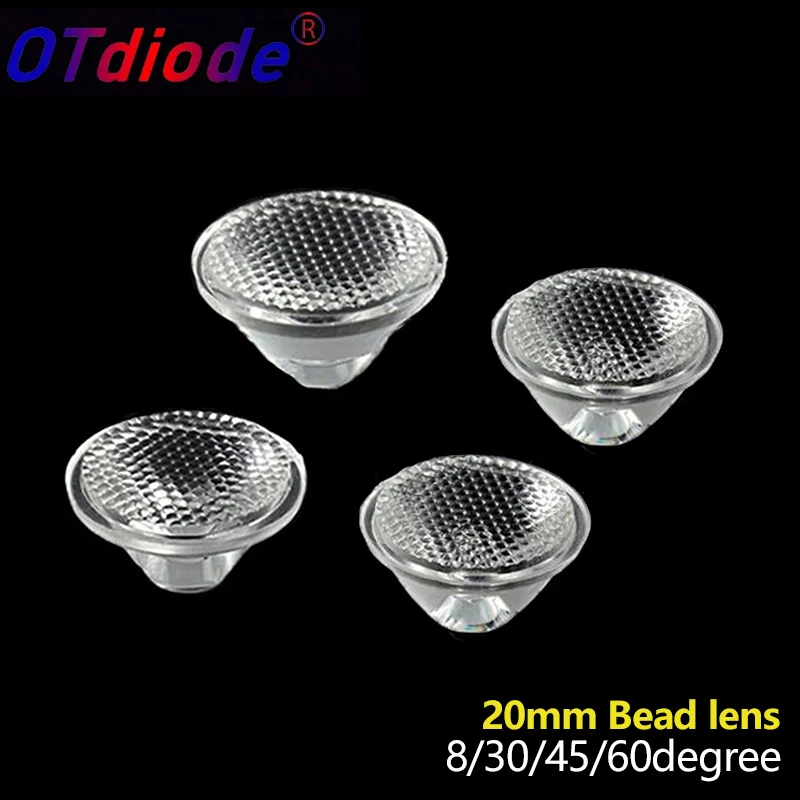 

20mm 1W 3W 5W LED Bead Lens 8/30/45/60 Degree Optical PMMA LED Lens Reflector Collimator For E27 MR16 GU10 Spot Light Lamp Bulb