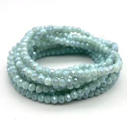 2 3 4 6 8mm Faceted Flat Light Blue Round Crystal Glass Beads Spacer Loose Beads Handmade for Jewelry Making Bracelet Necklace