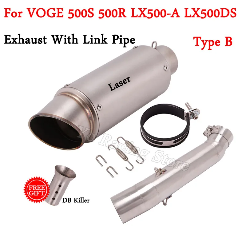 Slip On For VOGE 500R LX500-A 500DS 500S LX500 A Motorcycle Exhaust Escape Modified With Middle Link Pipe 51mm Muffler DB Killer