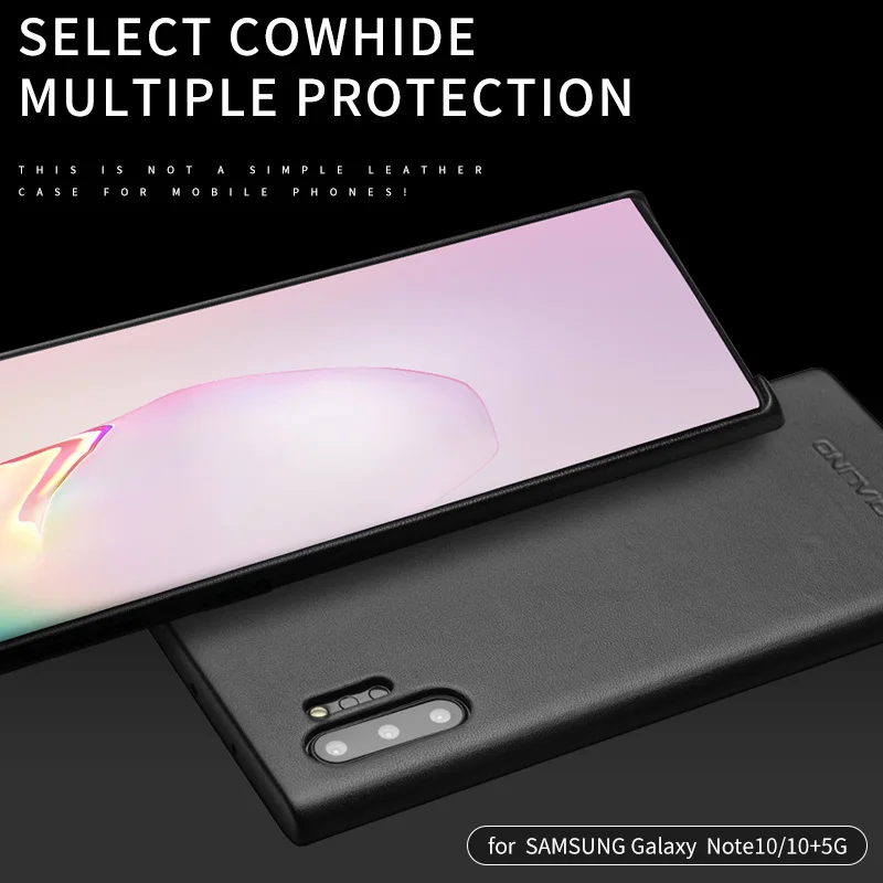 QIALINO Fashion Genuine Leather Case for Samsung Galaxy Note 10 Ultra Thin Handmade Phone Cover for Samsung Galaxy Note 10 Plus