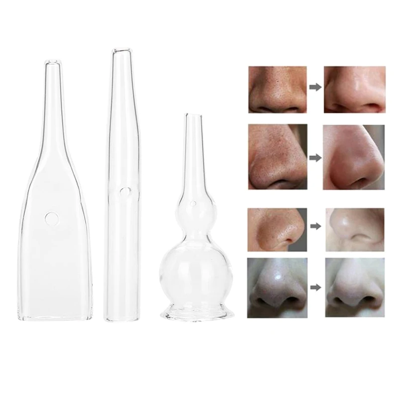 3PCS/Set Blackhead Removal Glass Pipes Face Pore Cleanser Beauty Machine Vacuum Suction Facial Care Accessories Skin Care Tool