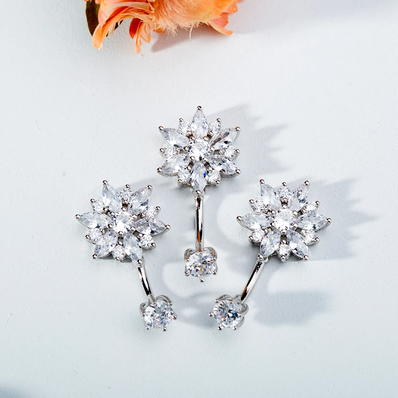 925 Sterling Silver Cubic Zirkoon Buik Ringen Bloem Navel Ring Piercing Sieraden