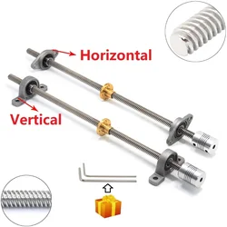 MEGA-tornillo de plomo T8 de 500mm, 400mm, 350mm, 200mm, plomo de 8mm, Kit Horizontal Vertical KFL08 KP08, rodamiento CNC, piezas de impresora 3D