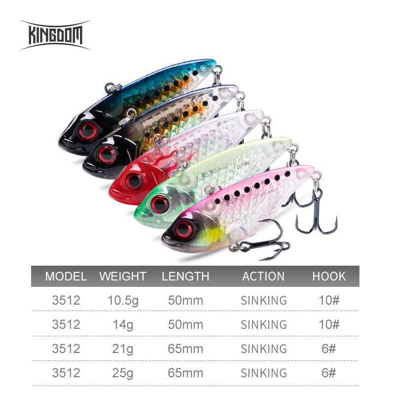 Kingdom VIB Fishing Lures Sinking Vibration Artificial Hard Baits 50mm 65mm Crankbaits Winter Ice Salt Fishing Tackle Wobblers