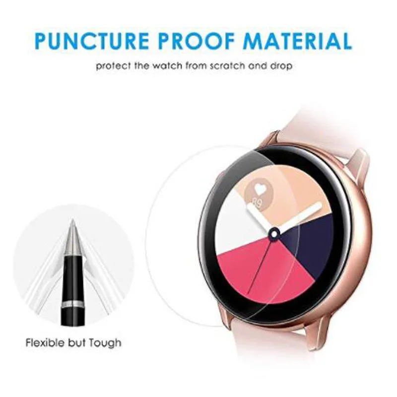 Film de protection souple en TPU, 5 pièces, pour Samsung Galaxy Watch Active 2 40mm/44mm, protection d'écran complète