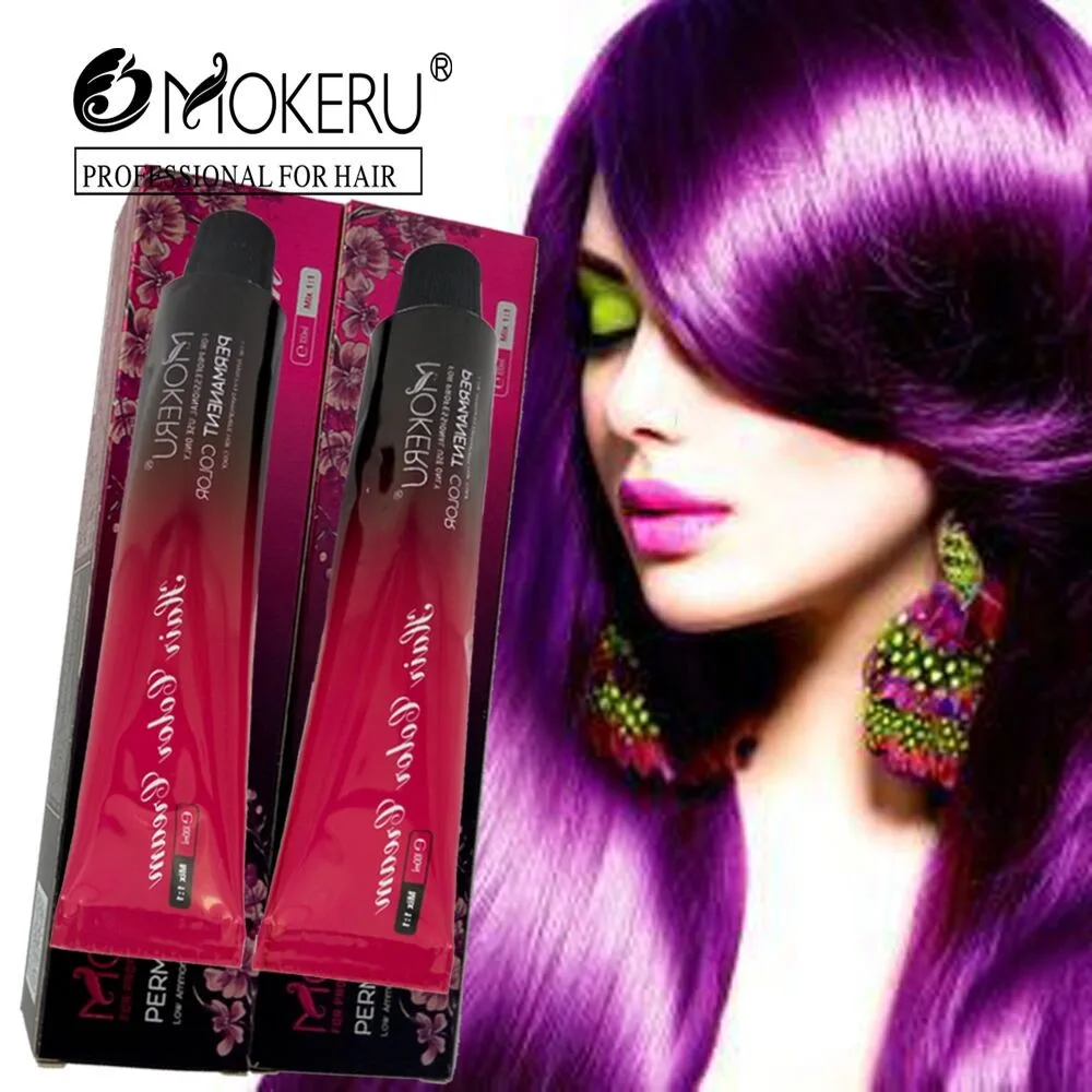 Mokeru 100ml Professional Natural Red Unisex Hair Dye Cream Purple Hair Color Permanent Paint For Hair Dying