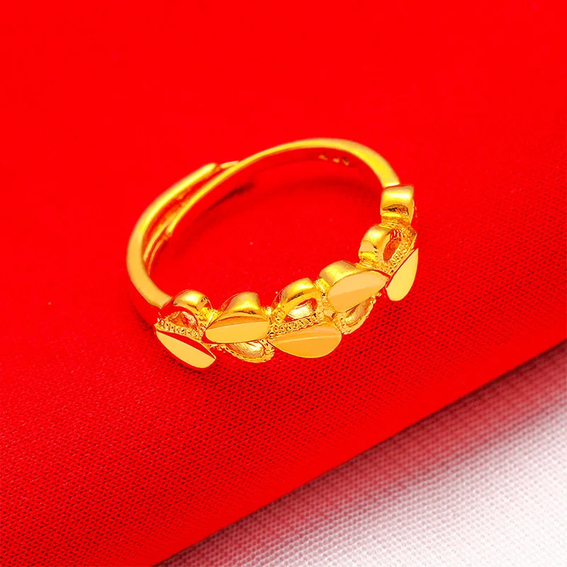 QEENKISS Gold Vintage Heart Ring For Women Wedding Party Birthday Valentine Christmas Bride Ladies Girlfriend Mother Gift RI62