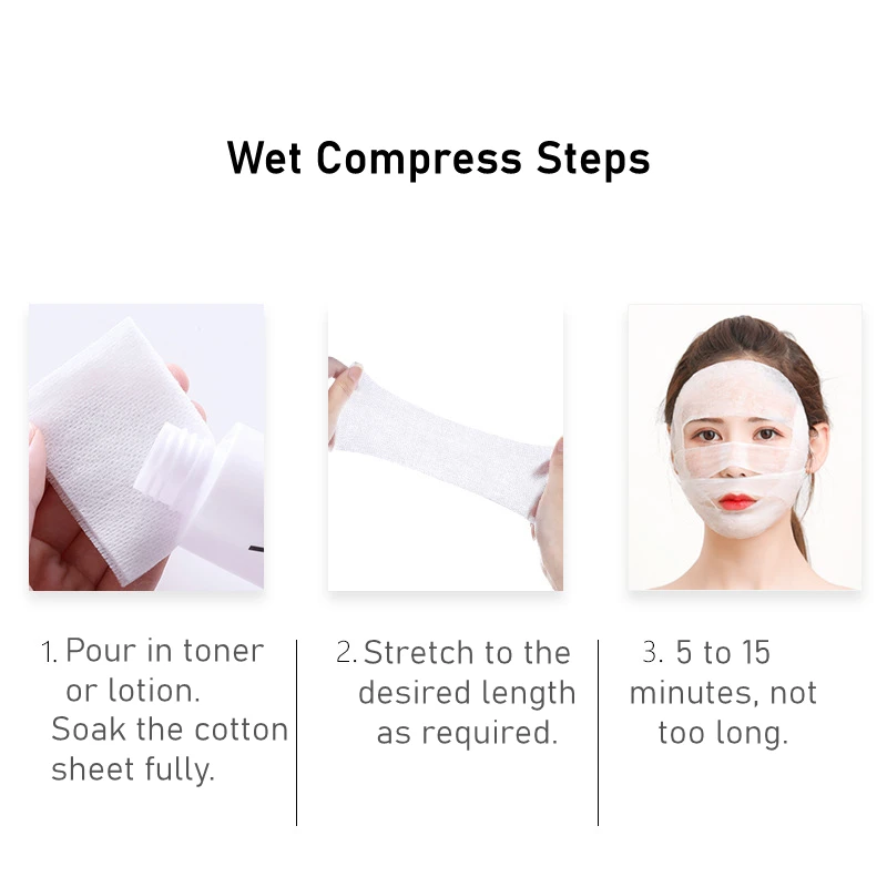 200Pcs Mummy Gauze for Face Makeup Cotton Pads Stretchable Elasticity Disposable Cosmetic Cotton Mask Wet Compress Wipe Cleaning