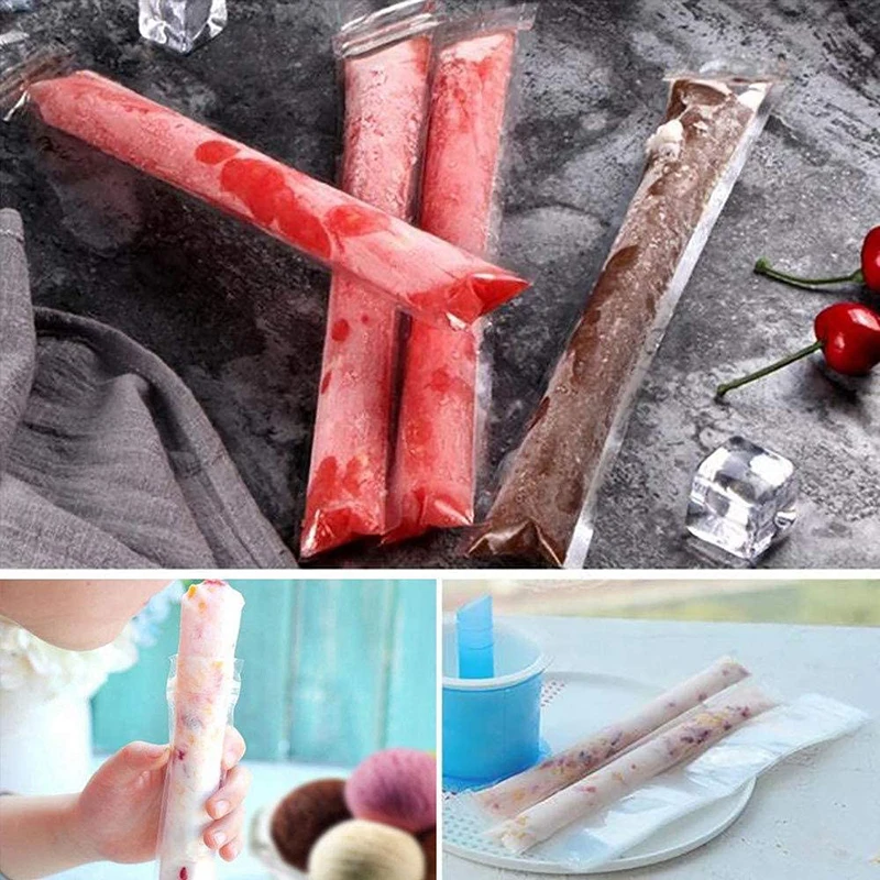 200PCS stampi per ghiaccioli per ghiaccioli borse monouso Candy Tube chiusura lampo congelamento pop Pouch spedizione rapida