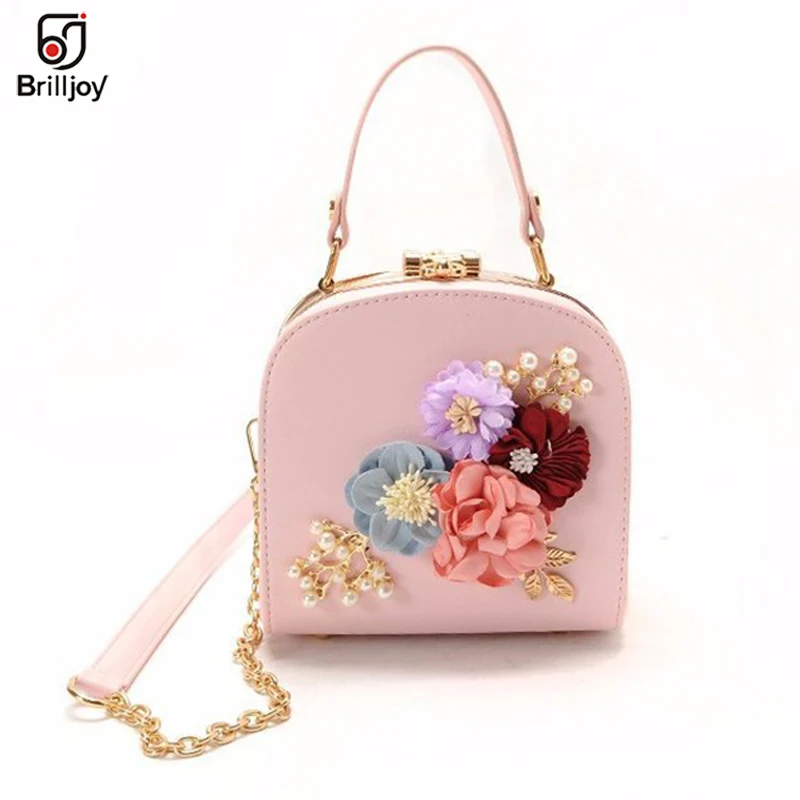 

Brilljoy Women Metal Clip Small Square Bag New Spring Fashion Flowers Dinner Flower Shoulder Diagonal Handbag Bags Shoulder Bags