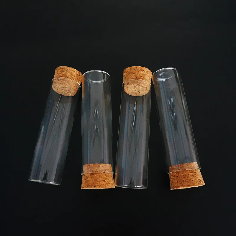 6pcs/lot 30x100mm Glass Test Tube With Cork Flat Bottom Transparent Lab Empty Scented Tea Drink Candy Storage Tubes