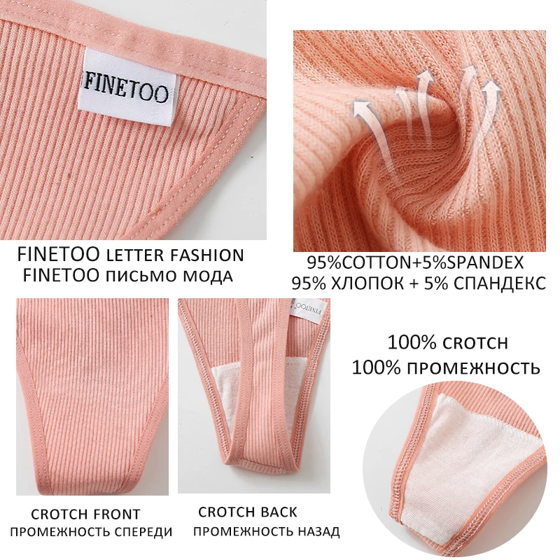 FINETOO 3ชิ้น/เซ็ต M-XL เซ็กซี่ G-String กางเกงผ้าฝ้ายชุดชั้นในสตรีหญิงกางเกง Pantys สุภาพสตรีบิกินี่ชุดชั้น...