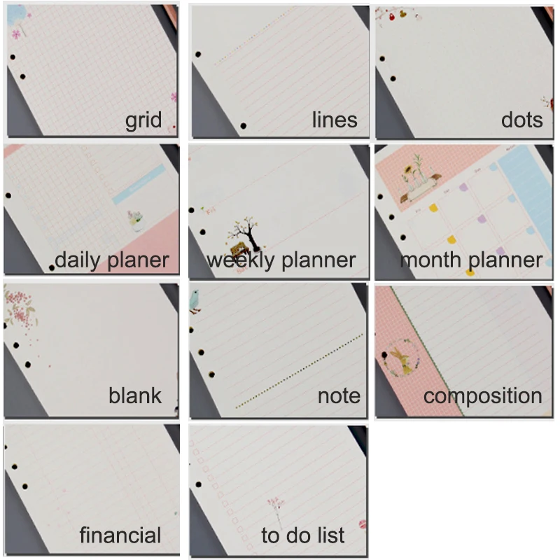 MQQ A6 Dot Grid Notebook White Paper Notebook Daily Planner Weekly Month Planner Loose Leaf Refill Paper Blank(2PCS)