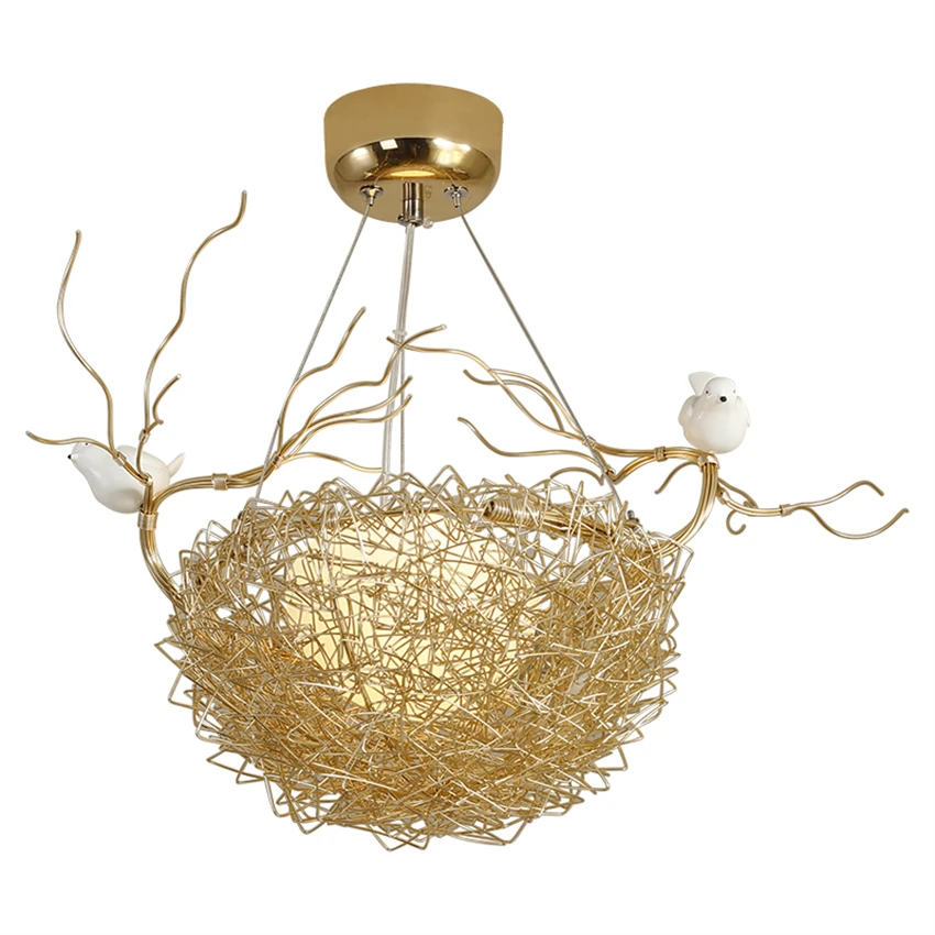 

Golden aluminum bird's nest pendant lights study aisle dining room lights modern balcony decorated lighting glass pendant lamps